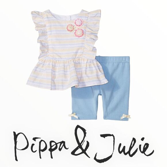PIPPA & JULIE | Yellow & Blue | Top and Capri Legging Outfit Set - Picture 1 of 7